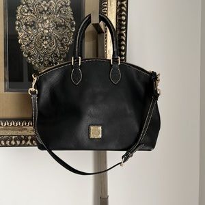 Dooney & Bourke, black pebble, leather satchel with shoulder strap